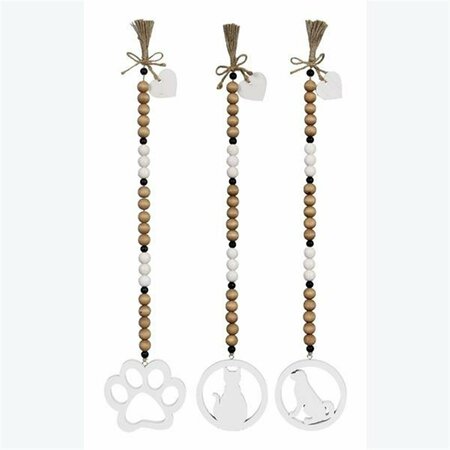 YOUNGS 25 in. Wood Bead Garland with Ornaments, Assorted Style - Set of 3 12018